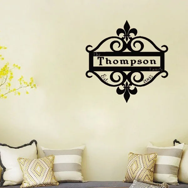 Персонализированная Настенная Наклейка с именем семьи изображением даты