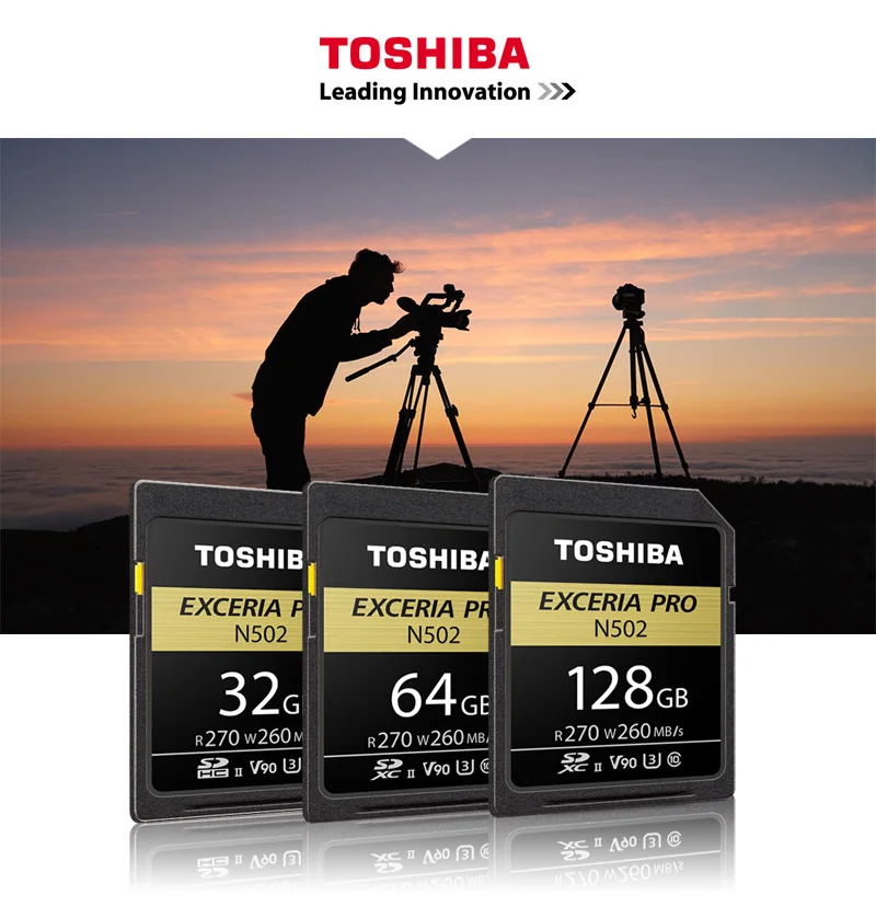 Оригинальная sd-карта TOSHIBA EXCERIA Pro N502, 270 МБ/с./с, 32 ГБ, 64 ГБ, V90, класс 10, 128 ГБ, U3, UHS-II, карта памяти для Full HD, 8 k, видеокамера