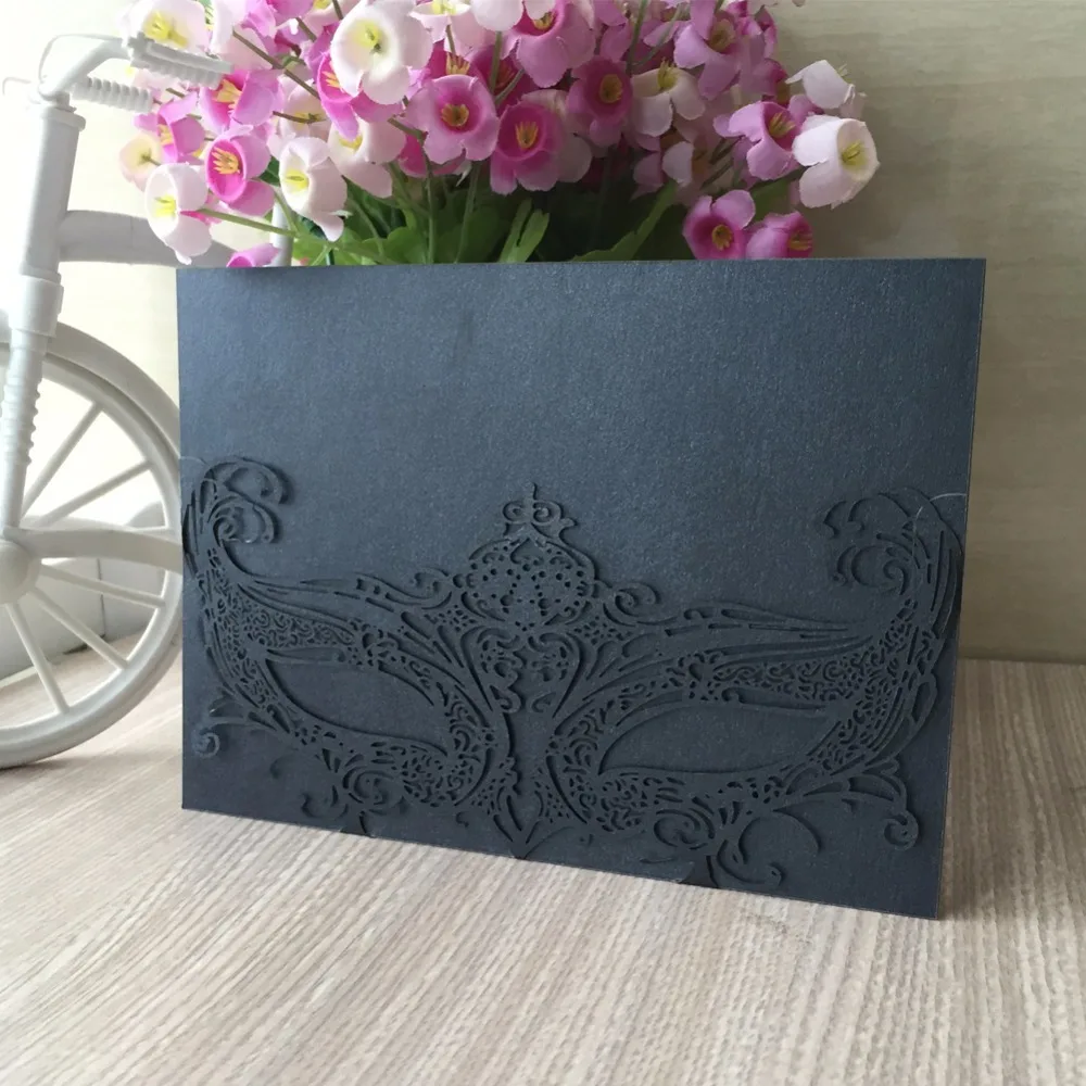 

30pcs/Lot Mardi Gras masquerade Mask Wedding Invitation Card Wedding Cards Invitation Wedding Supplies party deocration
