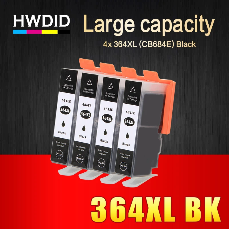 HWDID 4 шт 364XL черный совместимый картридж Замена для hp 364 xl для Deskjet 3070A 5510 6510 B209a C510a C309a принтер