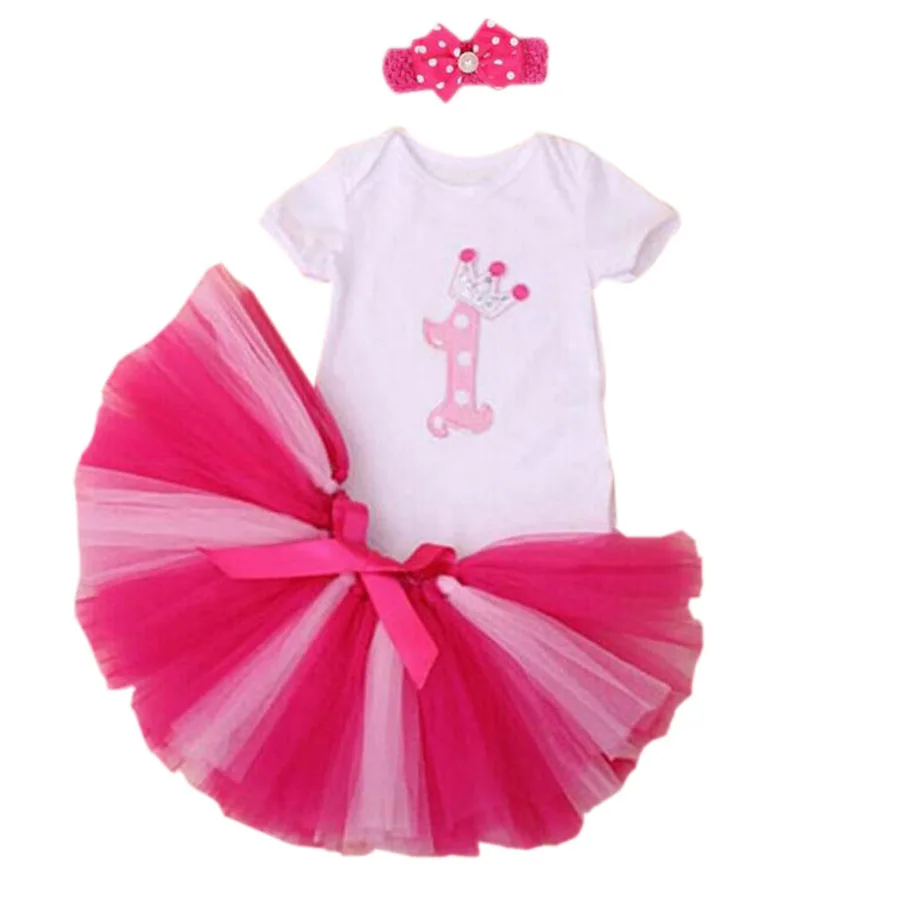 Комплект из 3 предметов платье с короной для маленьких девочек праздничный наряд