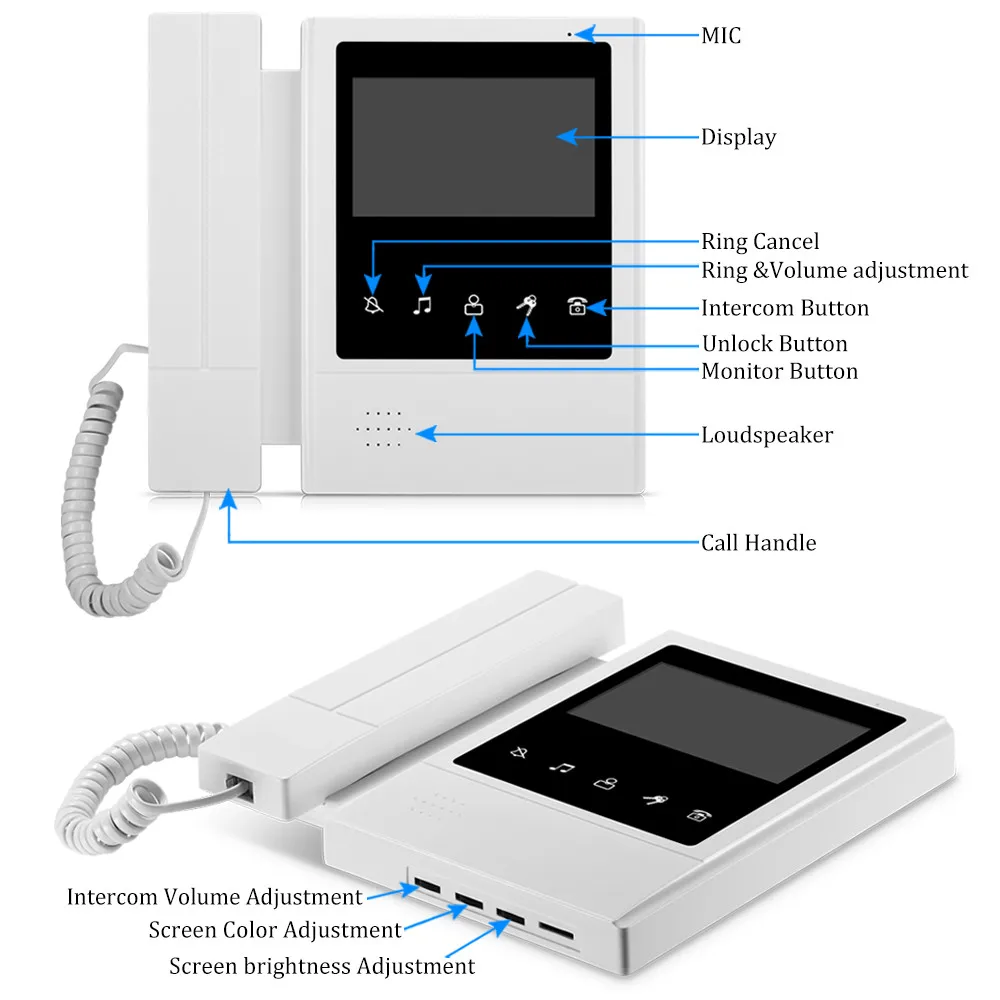 OBO 4.3inch TFT-LCD Color Video Door Phone Doorbell Intercom System Indoor Monitor Screen Video Doorphone for Home 25 Ringtone enlarge