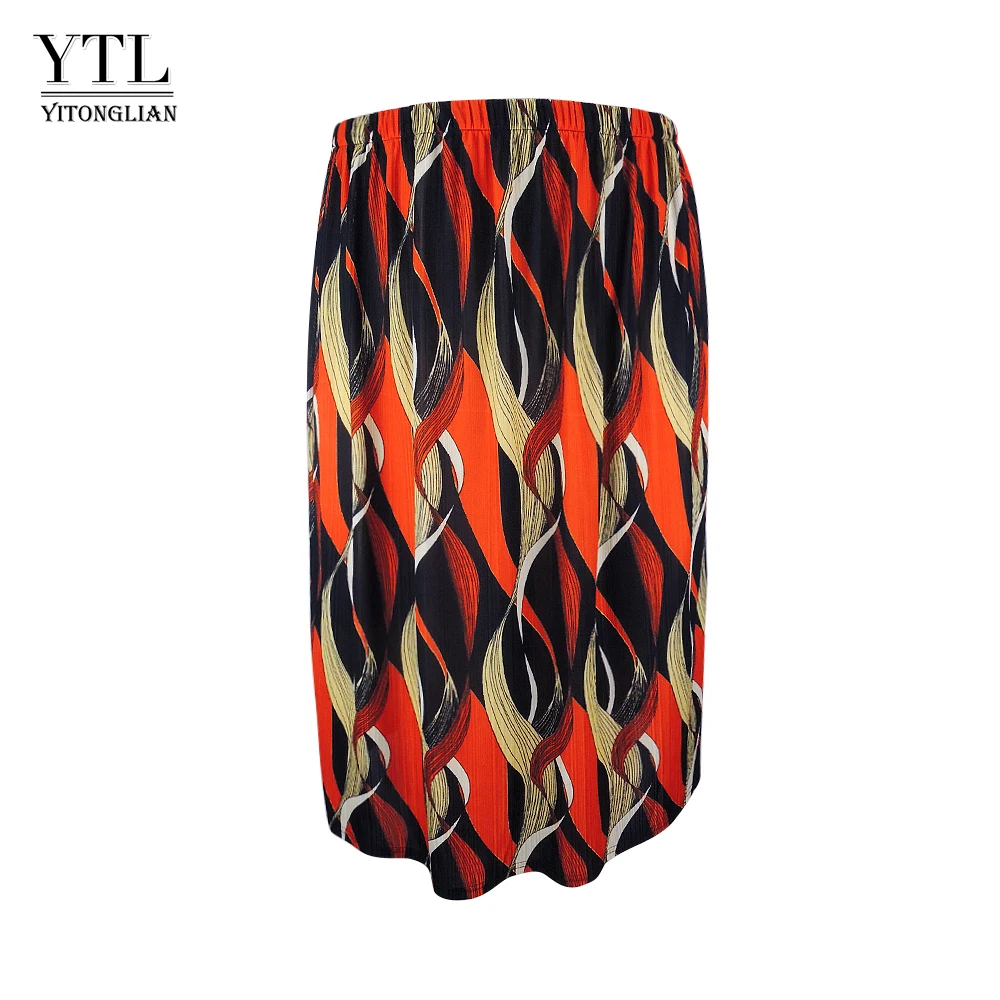 YTL Женская длинная юбка размера плюс 4XL 5XL 6XL Boho с волнистым принтом и высокой талией, повседневные Летние Юбки миди для женщин, большие размеры H124