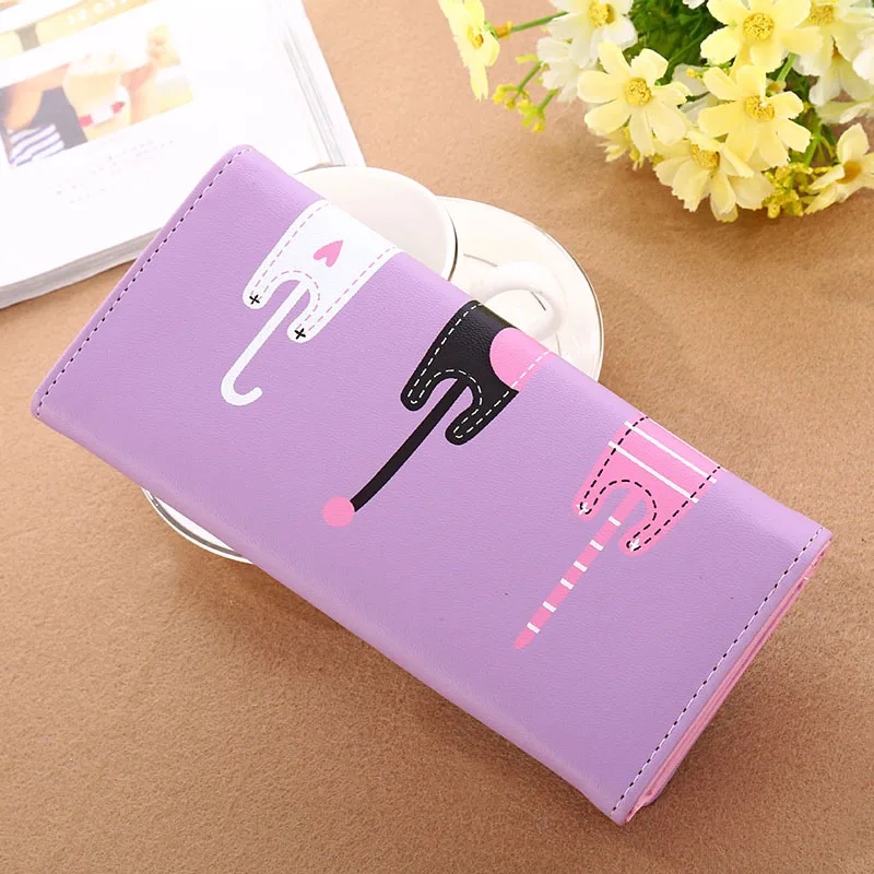 Новый Модный женский кошелек с рисунком кота длинный креативный держатель для