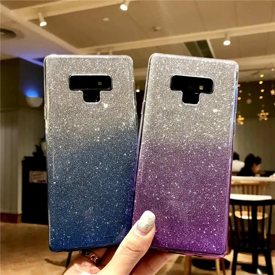 Блестящий градиентный силиконовый чехол для Samsung Galaxy Note 9 8 S10 S10E мягкий J2 J3 J4 J5 J6 J7