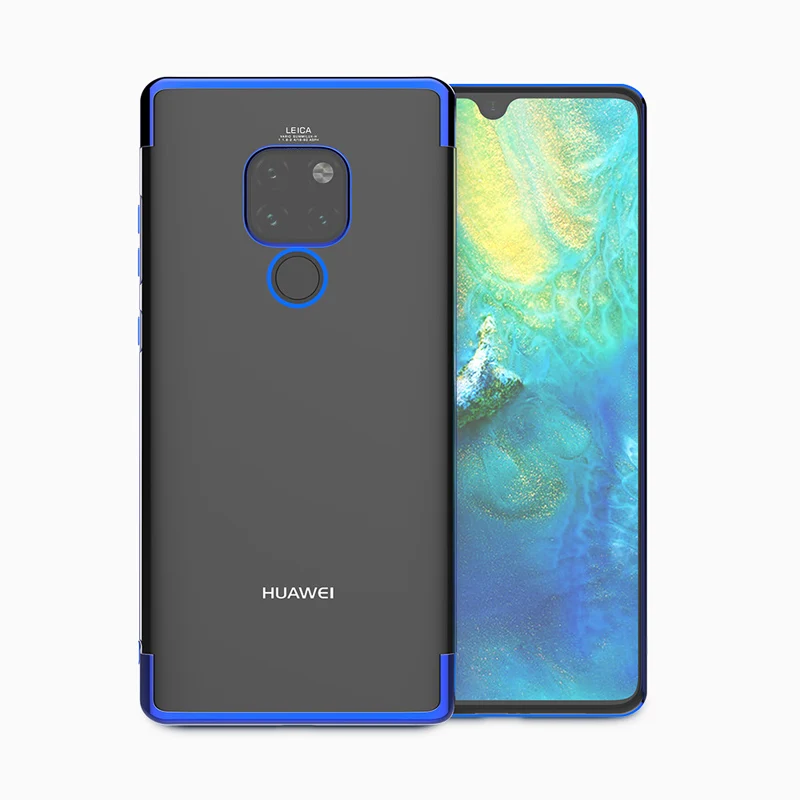 Синий ITEUU TPU прозрачный гальванический чехол для телефона huawei mate 20 mate 20 Pro Чехол s мягкая прозрачная задняя крышка Роскошный чехол - Цвет: Синий