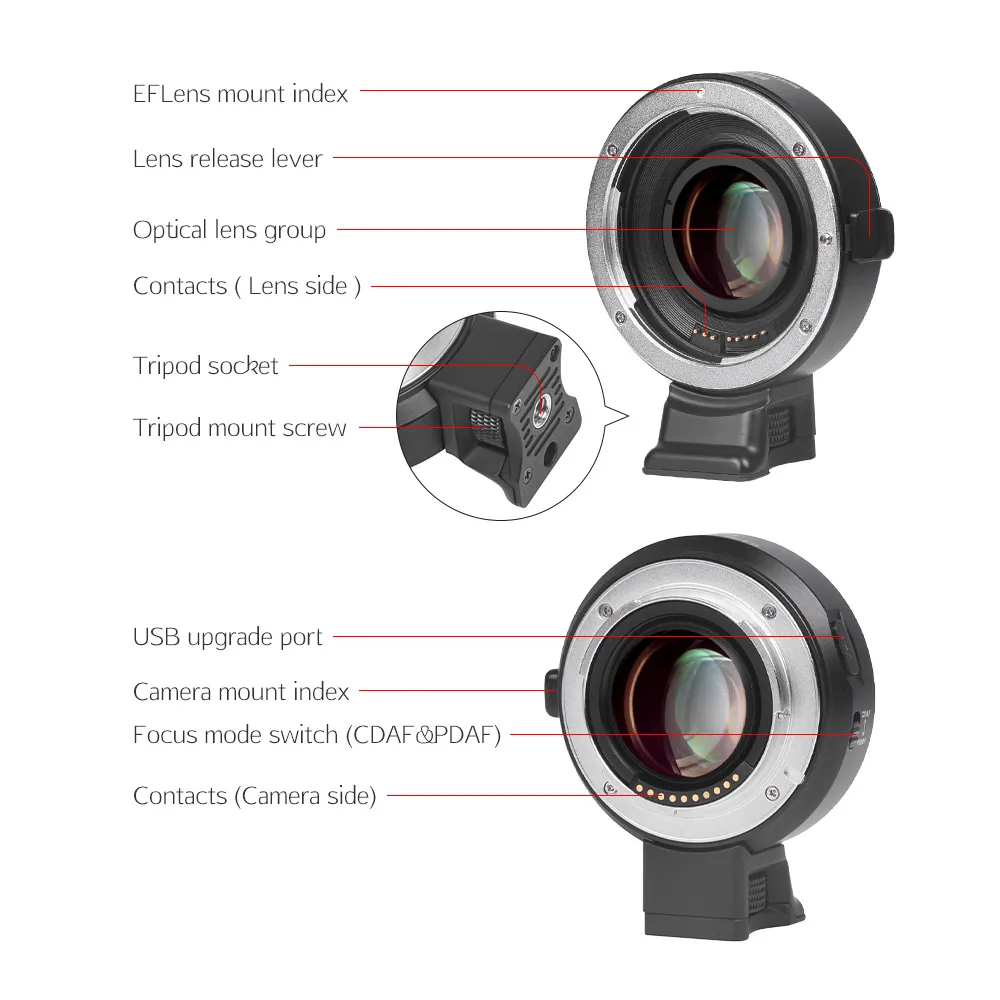 Адаптер для объектива Viltrox с автофокусом AF EXIF 0 71x Canon EF Lens к M43 Camera GH4 GH5 GF6 GF1|Адаптеры