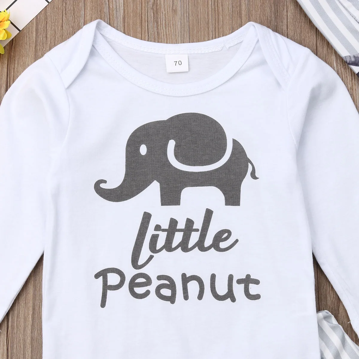 2019 Baby Spring Autumn Clothing Newborn Infant Kid Girl Boy Cartoon Elephant Long Sleeve Romper Tops+Pants Hats 3pcs Sets | Детская