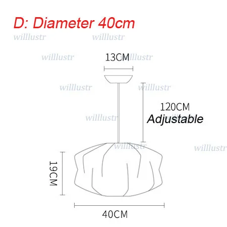 D Diameter 40 Современный кулон с шелковыми нитями, простой подвесной светильник для гостиной, спальни, холла, кафе, японский стиль, подвесной светильник, 8 моделей - Цвет корпуса: D Diameter 40