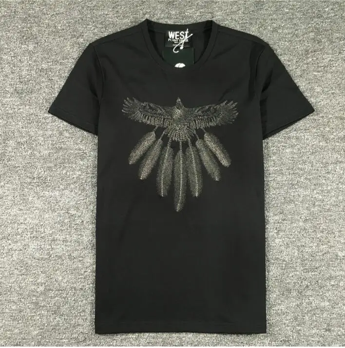 New Novelty 2017 Men Exquisite embroidery eagle T Shirts T-Shirt Hip Hop Skateboard Street Cotton T-Shirts Tee Top kenye #B87 | Мужская