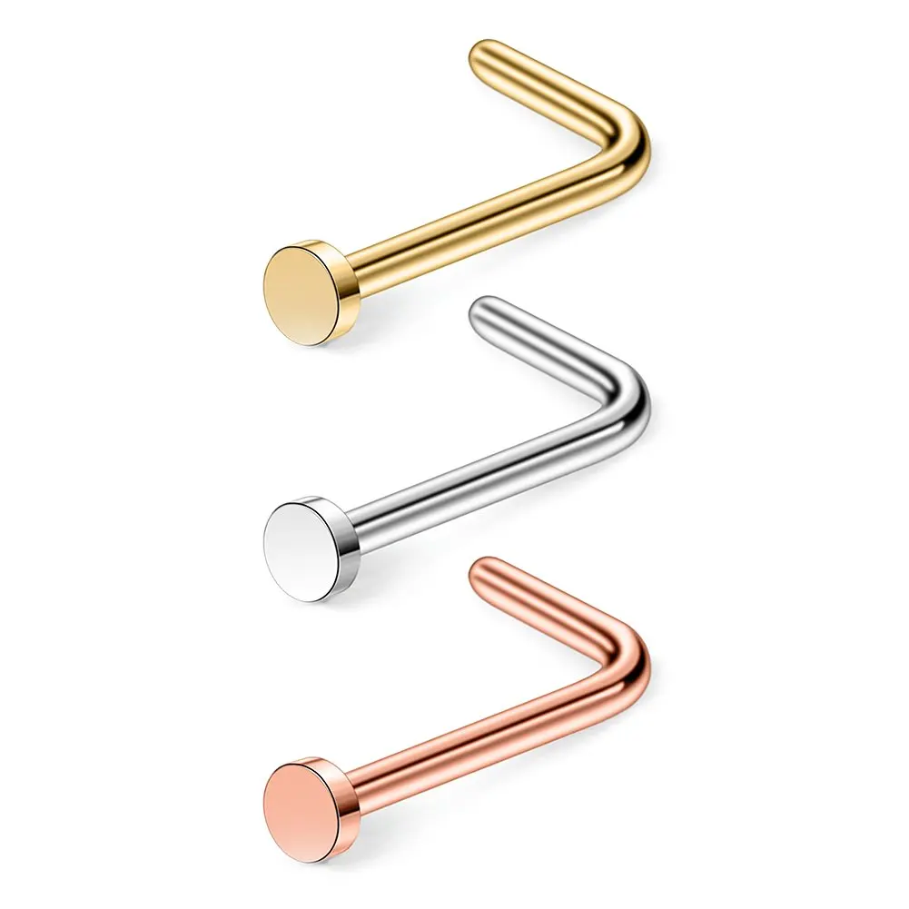 JFORYOU 18G 20G 316L Surgical Steel Nose Stud Ring L Shaped with 2MM Flat Top Piercing Jewelry 2-6PCS | Украшения и аксессуары