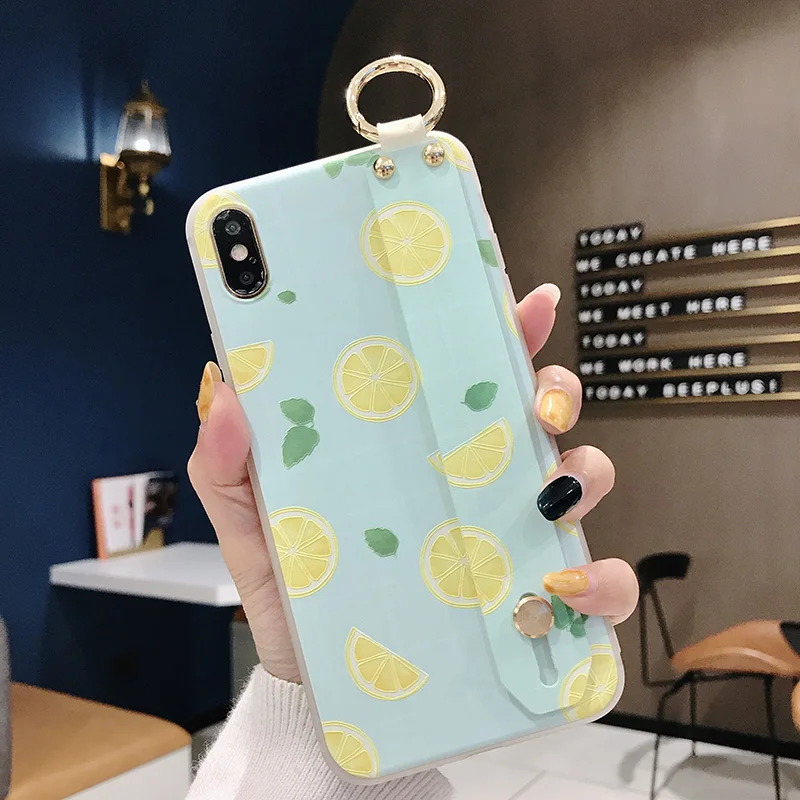 Fundas Wrist Strap Hand Band Case for Huawei P20 Lite Fruits Lemon Soft Tpu Back Cover on Nova 3E Stand Cases Capa |