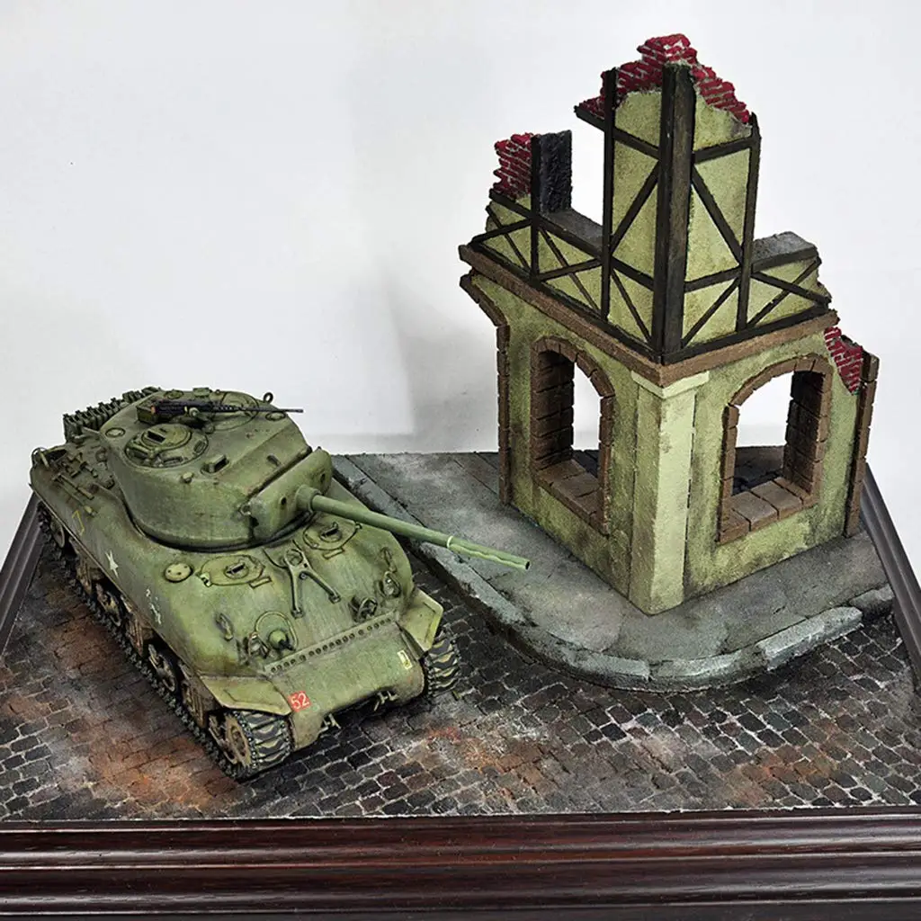 1/35 Европейский дом руины Военный танк Модель 3D головоломка DIY живопись