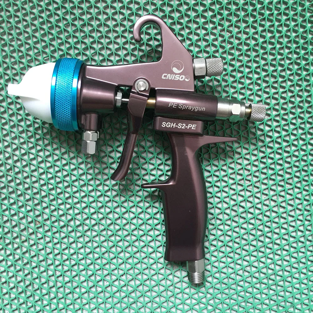 Beste SAT1202 Pneumatische Verfspuit Nano Chrome Dubbele Nozzle Druk Feed Verf Pistool Voor Auto Professionele Spuitpistool Airbrush Pistool