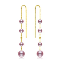 Sinya 18k Au750 gold drop earring with Natural Round high luster purple pearls long chain tassel earring for Women 2019 News