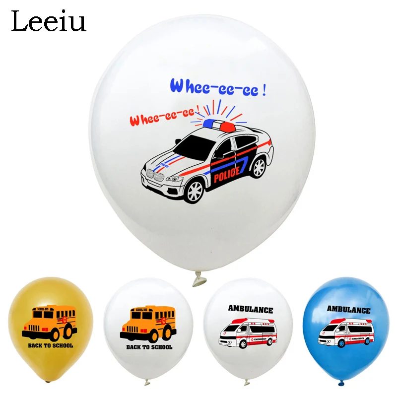 Leeiu 10 шт. полицейский школьный автобус автомобильные воздушные шары Baby Shower