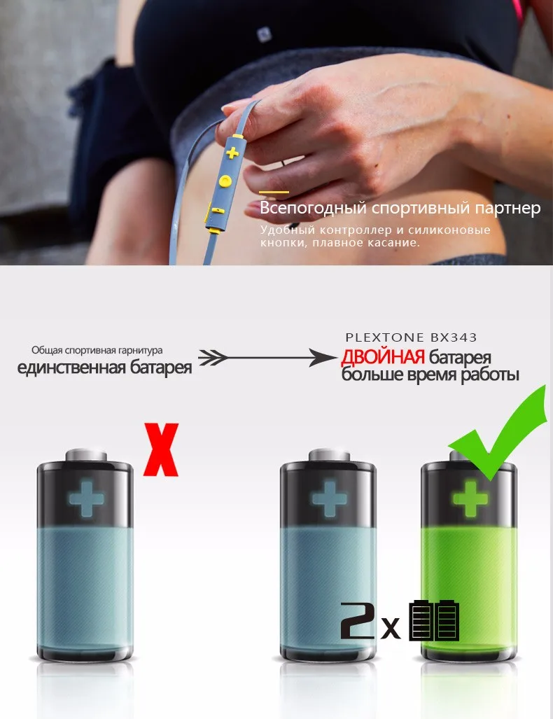 Plextone BX343 Беспроводной наушники Bluetooth IPX5 Водонепроницаемый наушник магнитных гарнитура наушники С микрофоном для телефона Спортивная наушники для телефона наушники на телефон