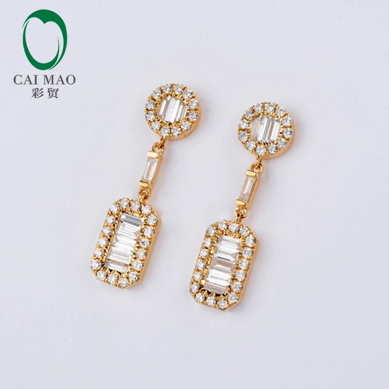 Ювелирные изделия Caimao 14 к желтое золото 1.15ct натуральные бриллианты серьги
