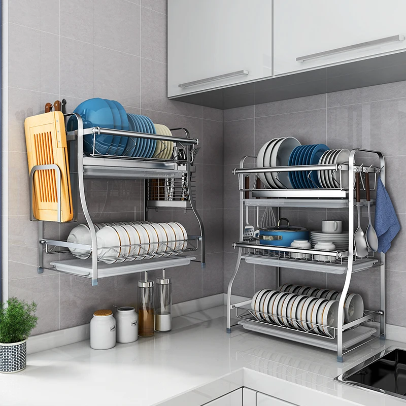 

Stainless Steel Dish Drain Rack To Dry The Tableware Shelf Dishware Supplies Storage Box Kitchen Rack