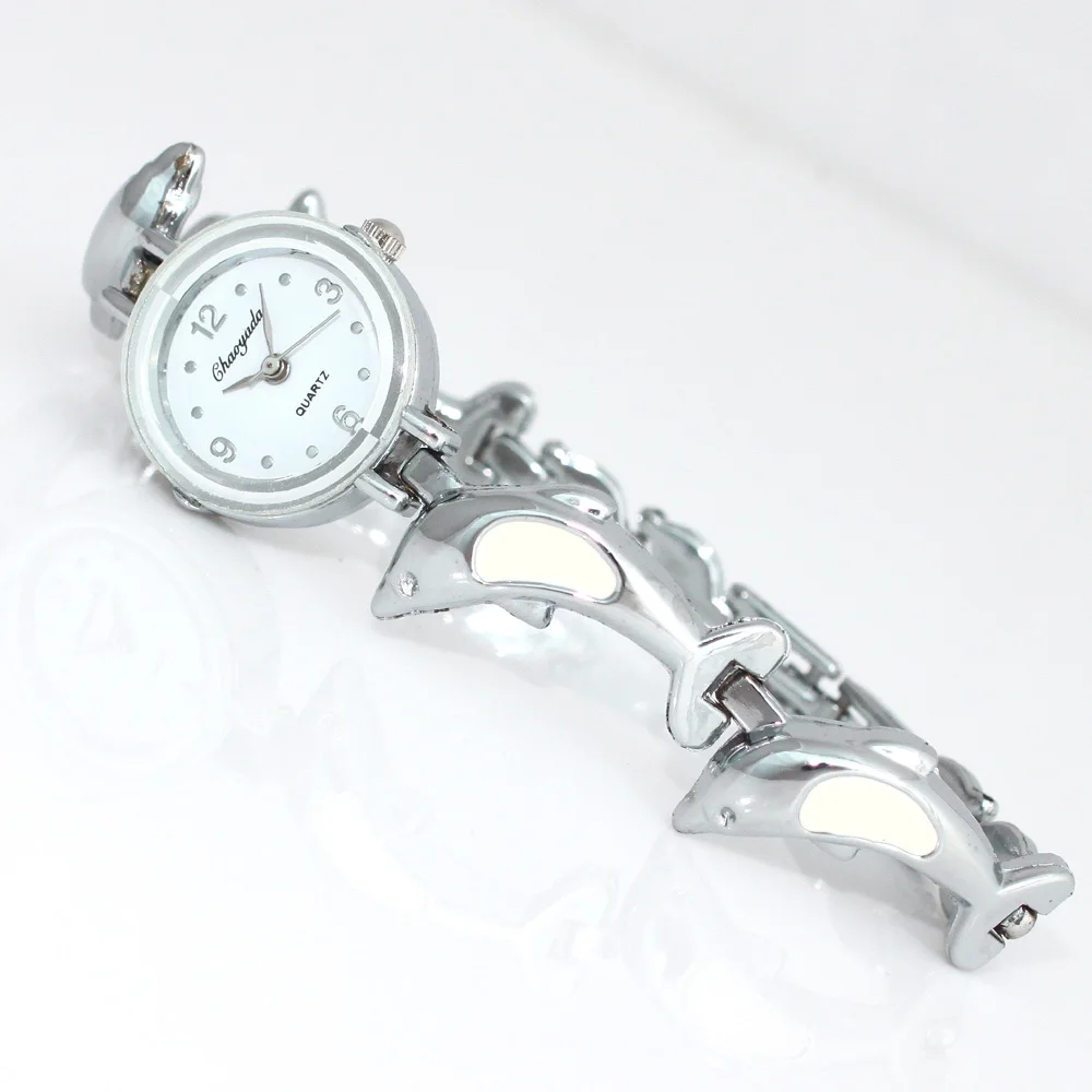 Новые модные изысканные Женские кварцевые наручные часы в стиле дельфинов со