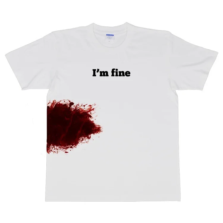Wiron Забавный Винтаж для женщин футболка хлопок короткий рукав Vogue письмо I Am Fine Injure