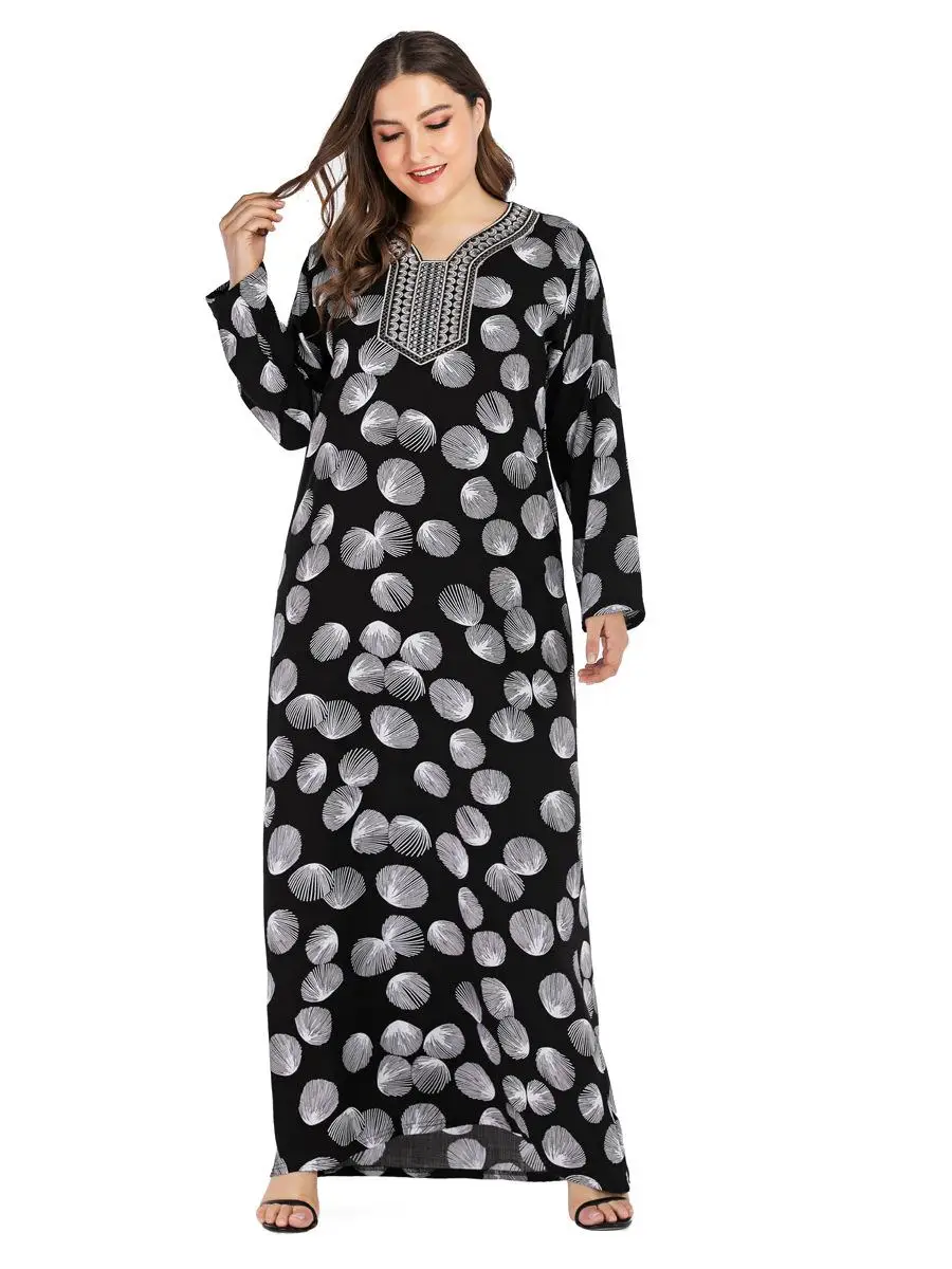 Мусульманское Платье макси с длинным рукавом исламское свободное abaya Дубай