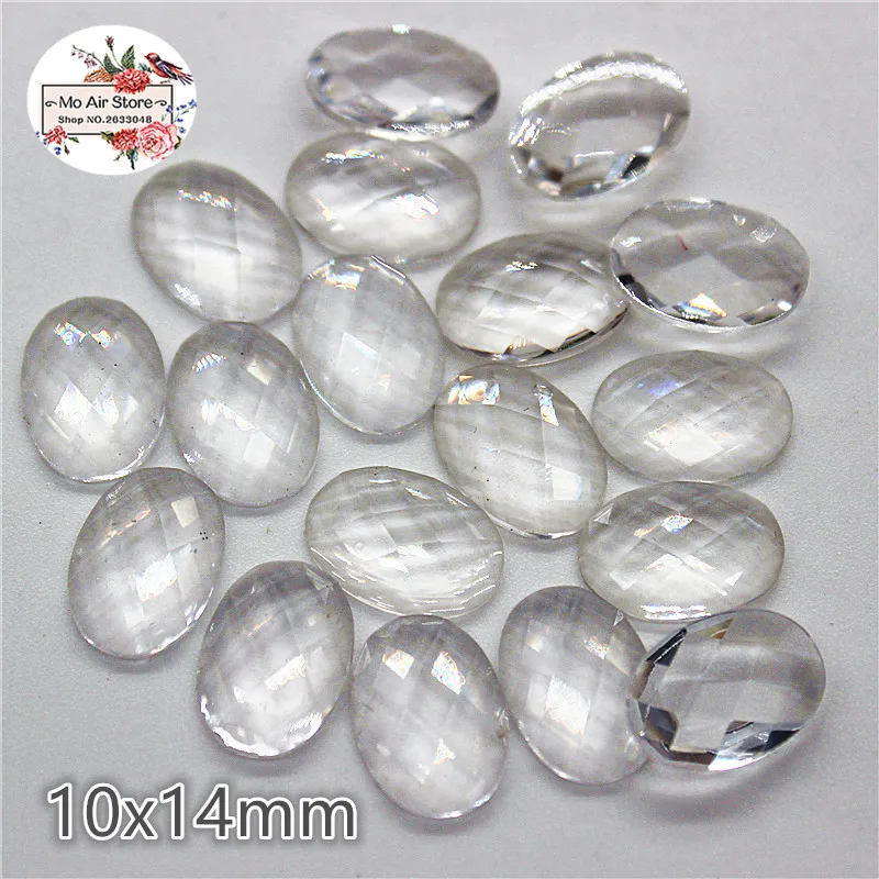 100pcs clear transparent 10x14mm oval acrylic Flat back Cabochon Art Supply Decoration Charm Craft | Дом и сад