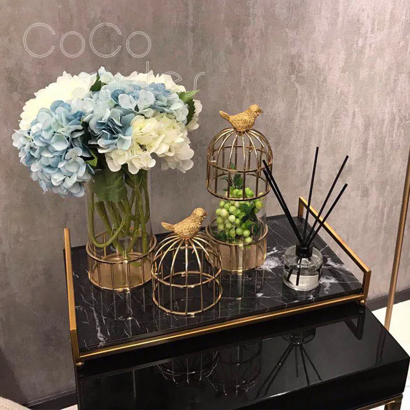 Cocostyles InsFashion высококачественный черный мраморный поднос с латунной ручкой для