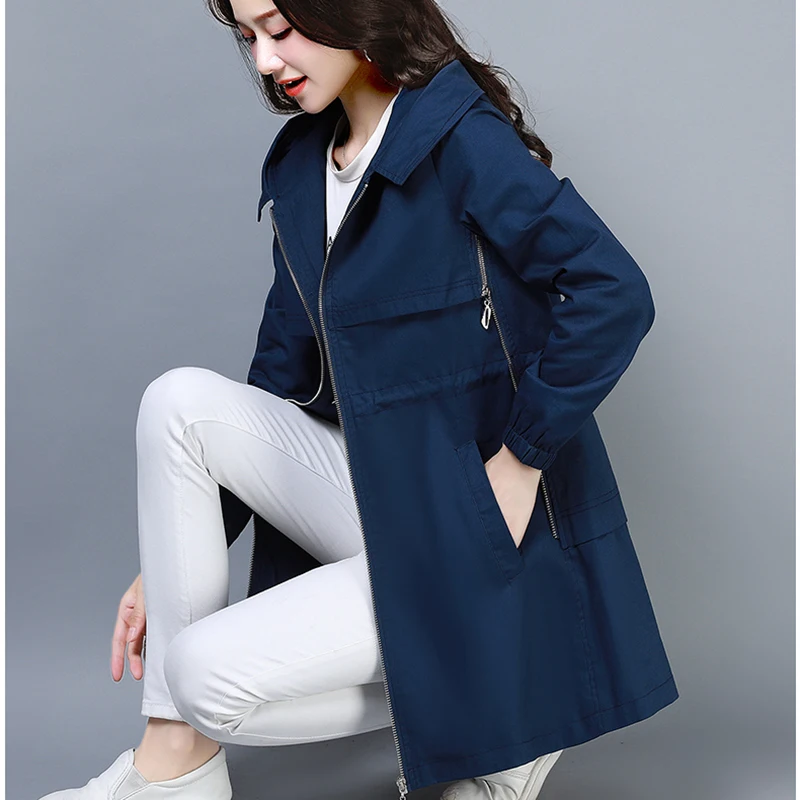 Женская ветровка средней длины свободная демисезонная куртка большого размера