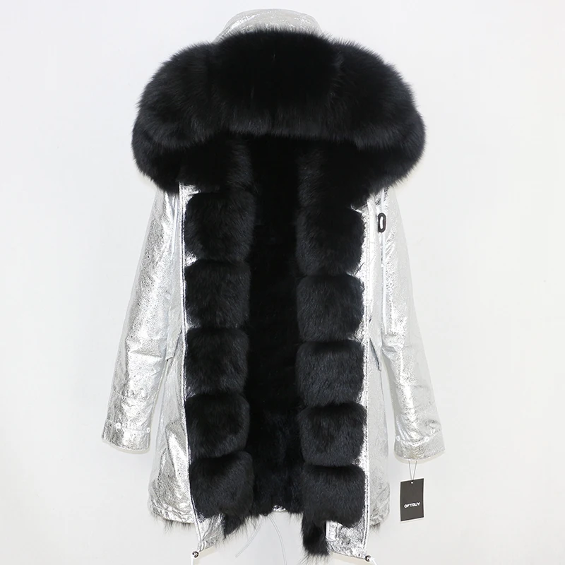 OFTBUY, пальто с натуральным мехом, зимняя куртка, Женская парка, натуральный Лисий мех, уличная одежда, Толстая теплая съемная верхняя одежда, длинные парки, новинка