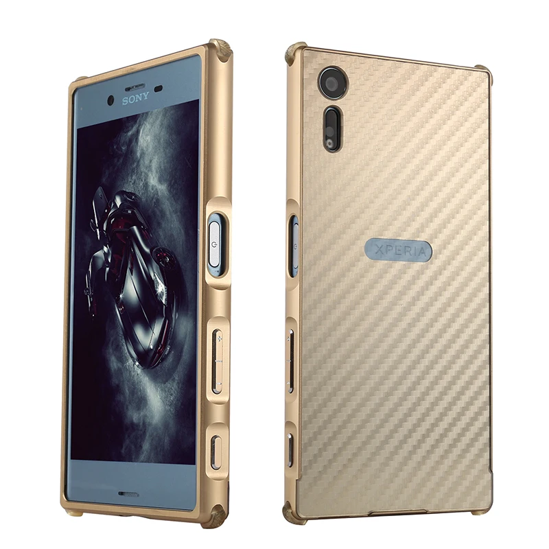 Роскошный Гибридный чехол для Sony Xperia XZ, жесткий чехол из углеродного волокна, металлический бампер+ защитный чехол для ПК, чехол для Sony Xperia XZ