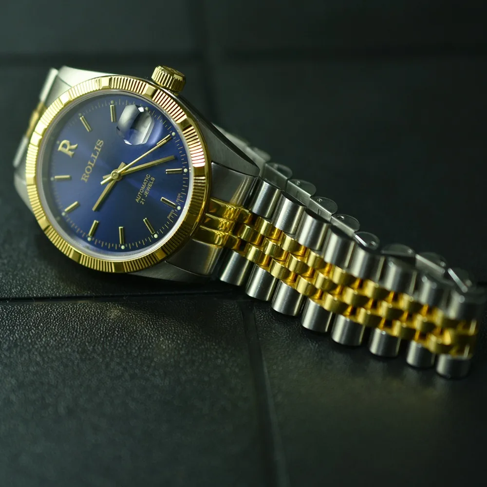 Мужские автоматические часы Rollis Concept винтажные модные из нержавеющей стали