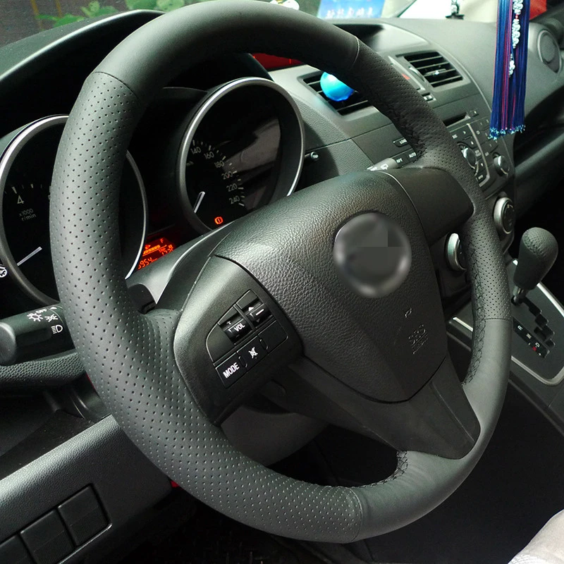 Чехол на руль BANNIS прошитый вручную черный кожаный чехол для Mazda 3 CX7 2011-2013 |