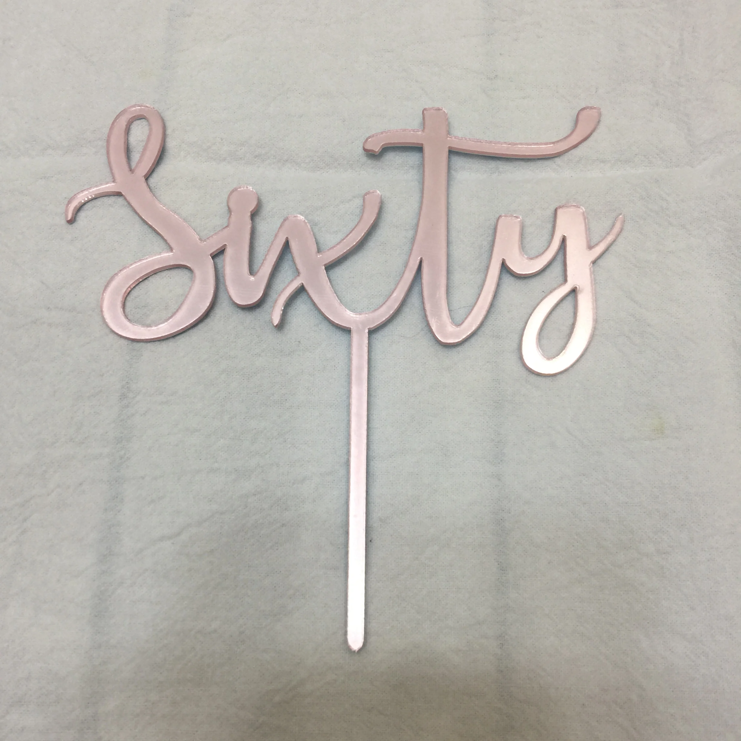 

20pcs rose gold sixty 60th birthday cake decoration happy birthday acrylic cake topper