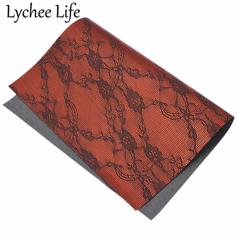 Lychee Life кружево цветок тиснением искусственная кожа ткань A4 21x29 см ПВХ ткань DIY домашнее шитье, ремонт аксессуары для одежды