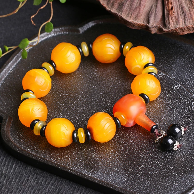 Оптовая продажа жёлтые браслеты с натуральным кристаллом 20 мм бусины Будды на