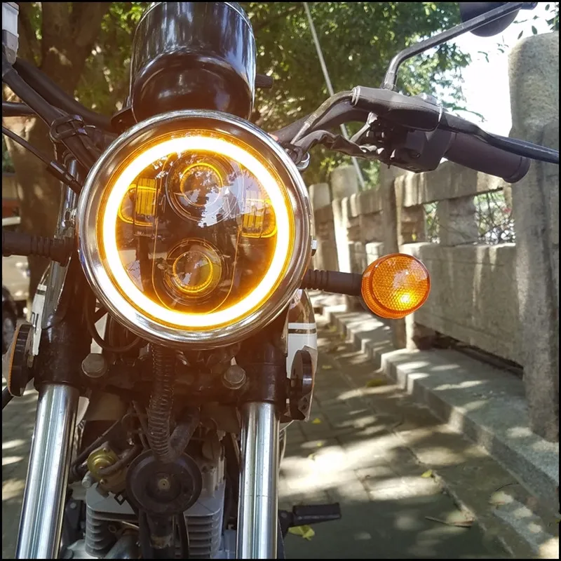 6,5 дюймов GN125 CG125 Универсальный ретро мотоцикл кафе гонщик модифицированный общий светодиодный очень яркий фонарь дневной свет налобный фонарь