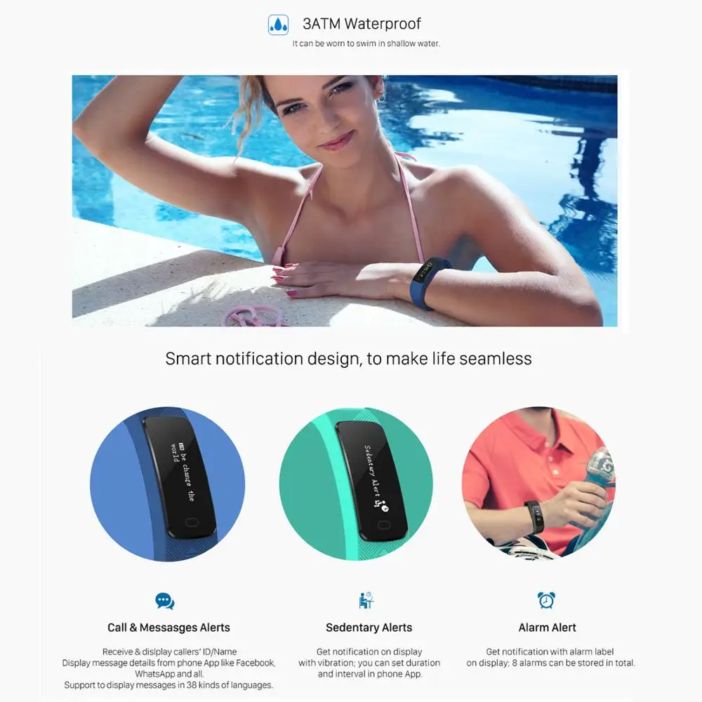 CALK B2 фитнес-трекер с монитором сердечного ритма артериального давления IP68