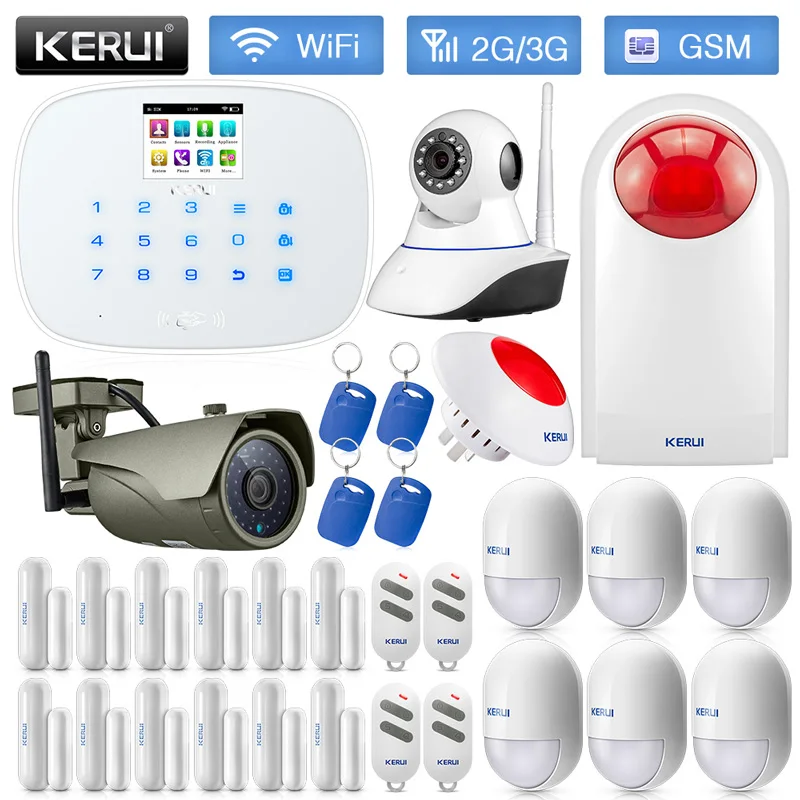 White WiFI Alarm KERUI W193 3g WCDMA GSM 2,4G wifi PSTN Беспроводная умная охранная сигнализация для дома с внутренней наружной ip-камерой - Цвет: White WiFI Alarm