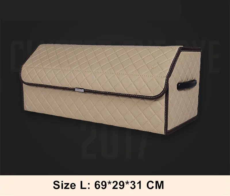 Diam Beige L Autofans Складной автомобильный багажник из искусственной кожи, деревянный органайзер для багажника, складной органайзер для багажника авто, багажный багажник S04 - Название цвета: Diam Beige L