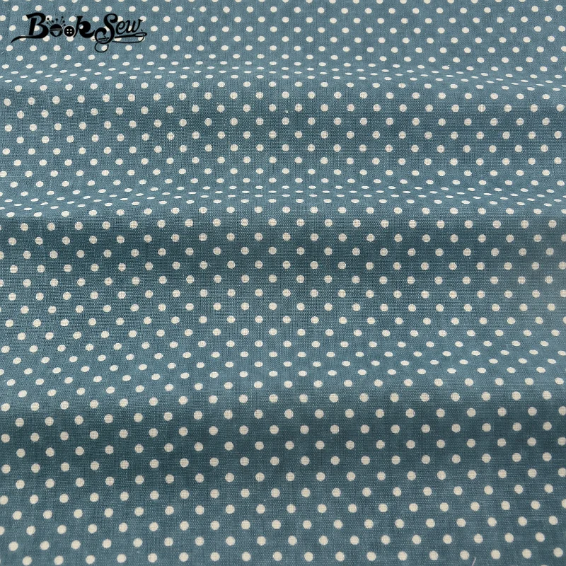 Booksew Blue Color Cotton Linen Fabric Dots Design Home Textile Sewing Material Tissu For Bag Table Cloth Curtain Decoration CM|fabric dots|design