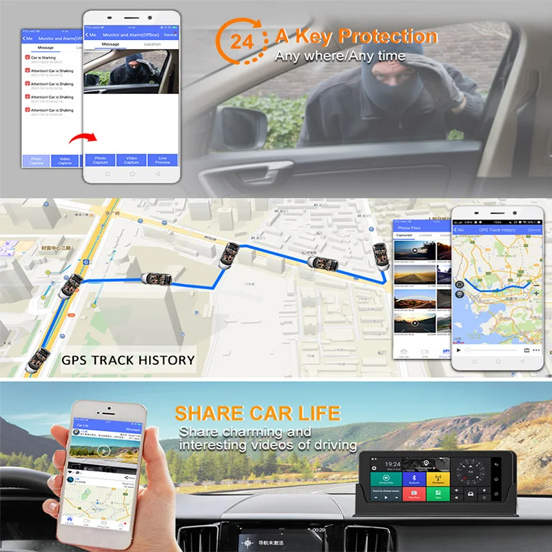 AfmoDVR Автомобильный dvr gps 4 г 7 &quotAndroid 5 1 камера автомобиля Wi Fi 1080 P регистраторы видео