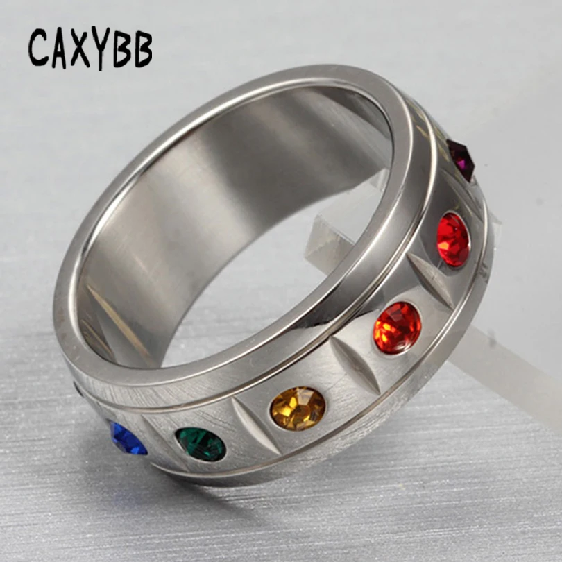 Caxybb классическое Радужное кольцо для женщин цветное Стразы шипованное на палец