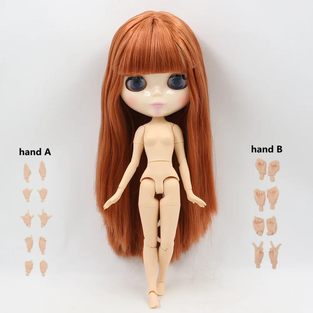 Blyth кукла шарнир тело красный коричневый волосы с челкой подходит DIY bjd blyth куклы для продажи - Цвет: doll with hands AB