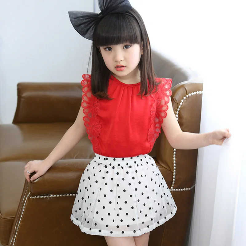 Лето 2019 корейский шифоновый комплект одежды для маленьких девочек футболка с