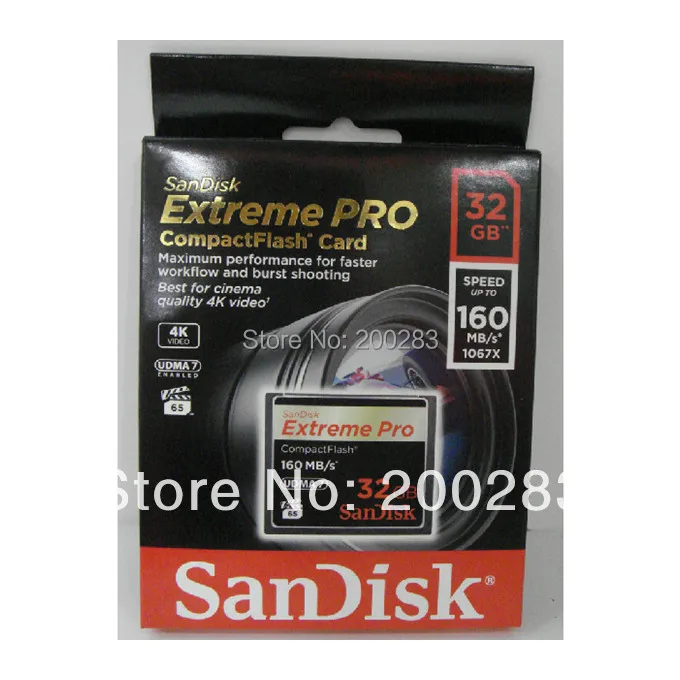 2014 новый SanDisk Extreme PRO CompactFlash карт памяти высокая скорость 1067 X 160 МБ / s CF карты 32 г