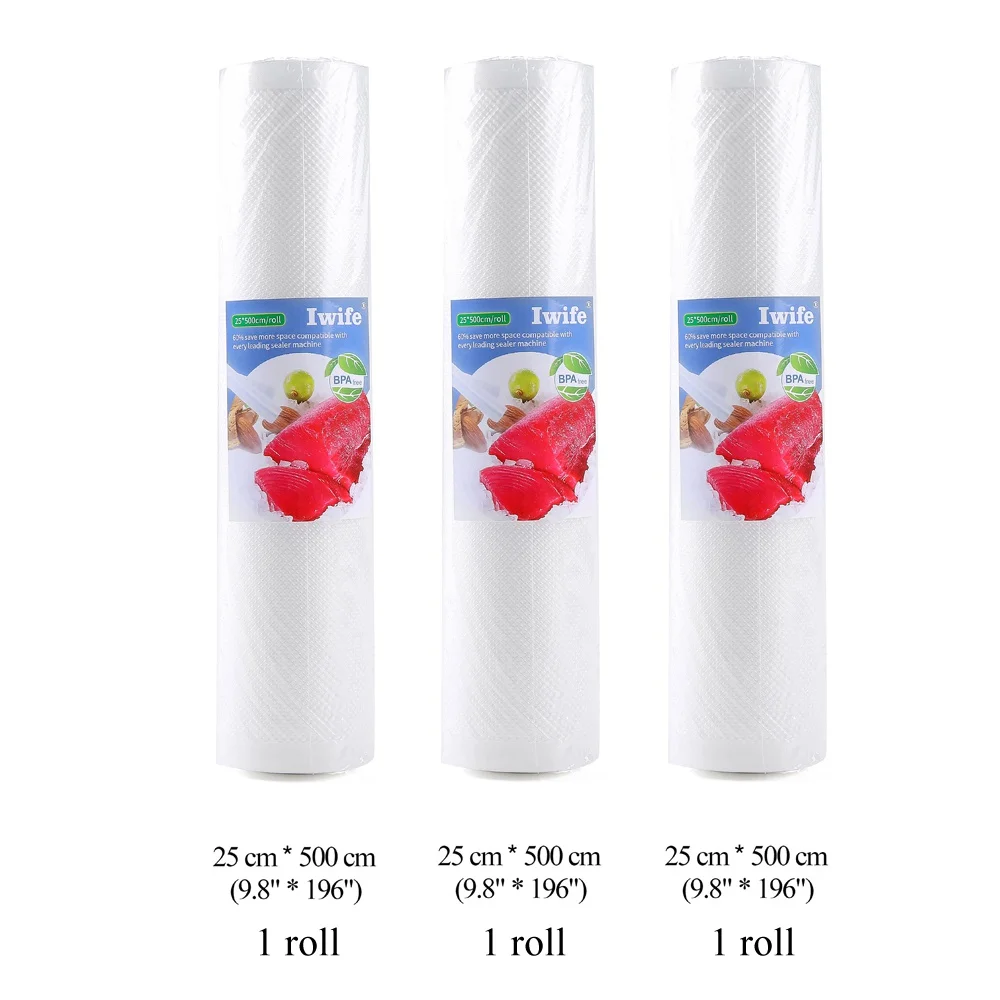 25x500cm 3 rolls Iwife вакуумные пакеты сумка для еды кухни вакуумный мешок пакеты для вакуумного упаковщика кухня для хранения продуктов 12 15 20 25 28*500 см - Цвет: 25x500cm 3 rolls
