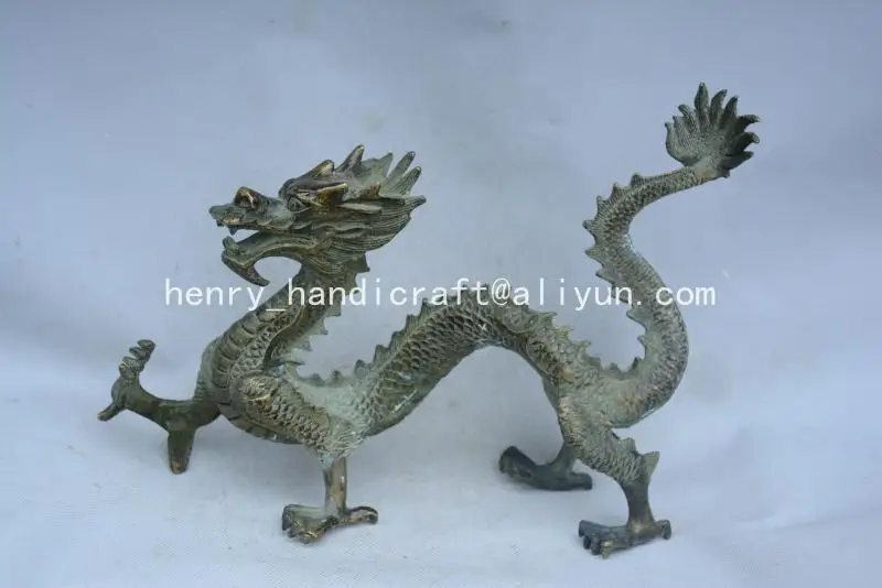 Antique QingDransty bronze running dragon statue,Decoration,Collection&Adornment,Free shipping