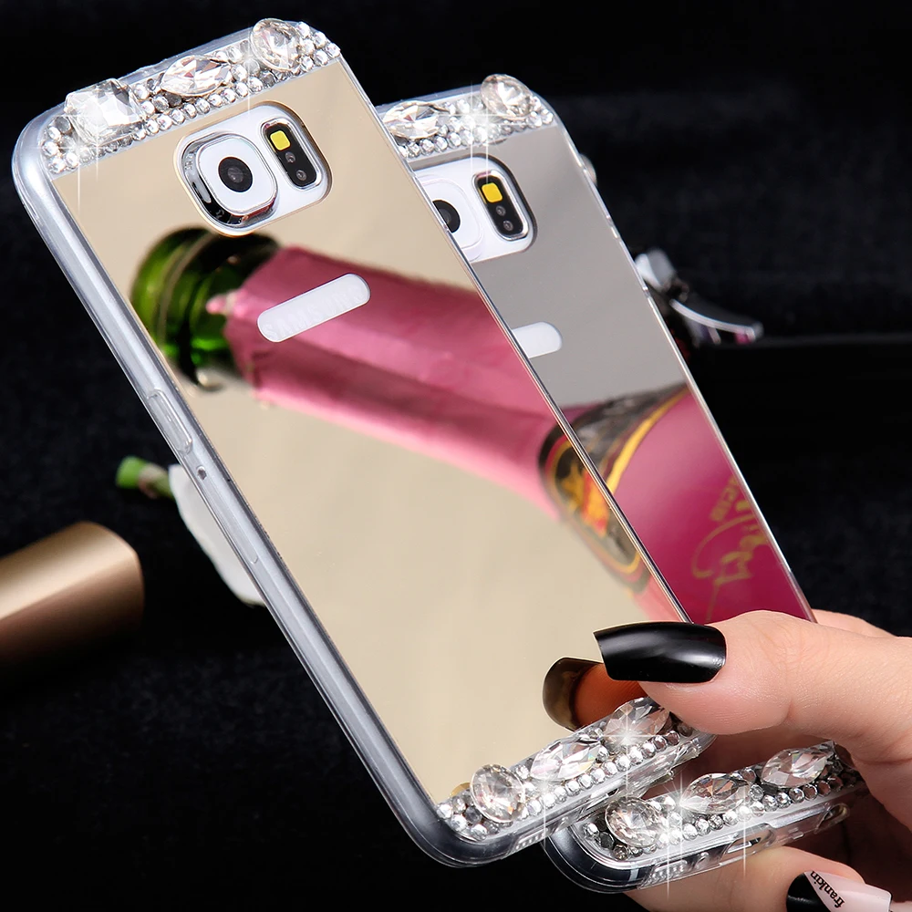 KISSCASE роскошный Алмазный чехол для Samsung Galaxy A5 A7 A3 J5 J7 2016 S6 S7 Edge зеркальный