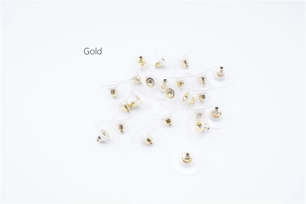 Gold Plated 100 шт пули Сцепления Серьги спины с подушечкой уха гайка нержавеющая сталь фиксатор для серег пробки для ювелирных изделий Компоненты HK063 - Цвет: Gold Plated